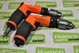 2x Dotco 14CFS93-43 non-reversible pistol grip pneumatic drills