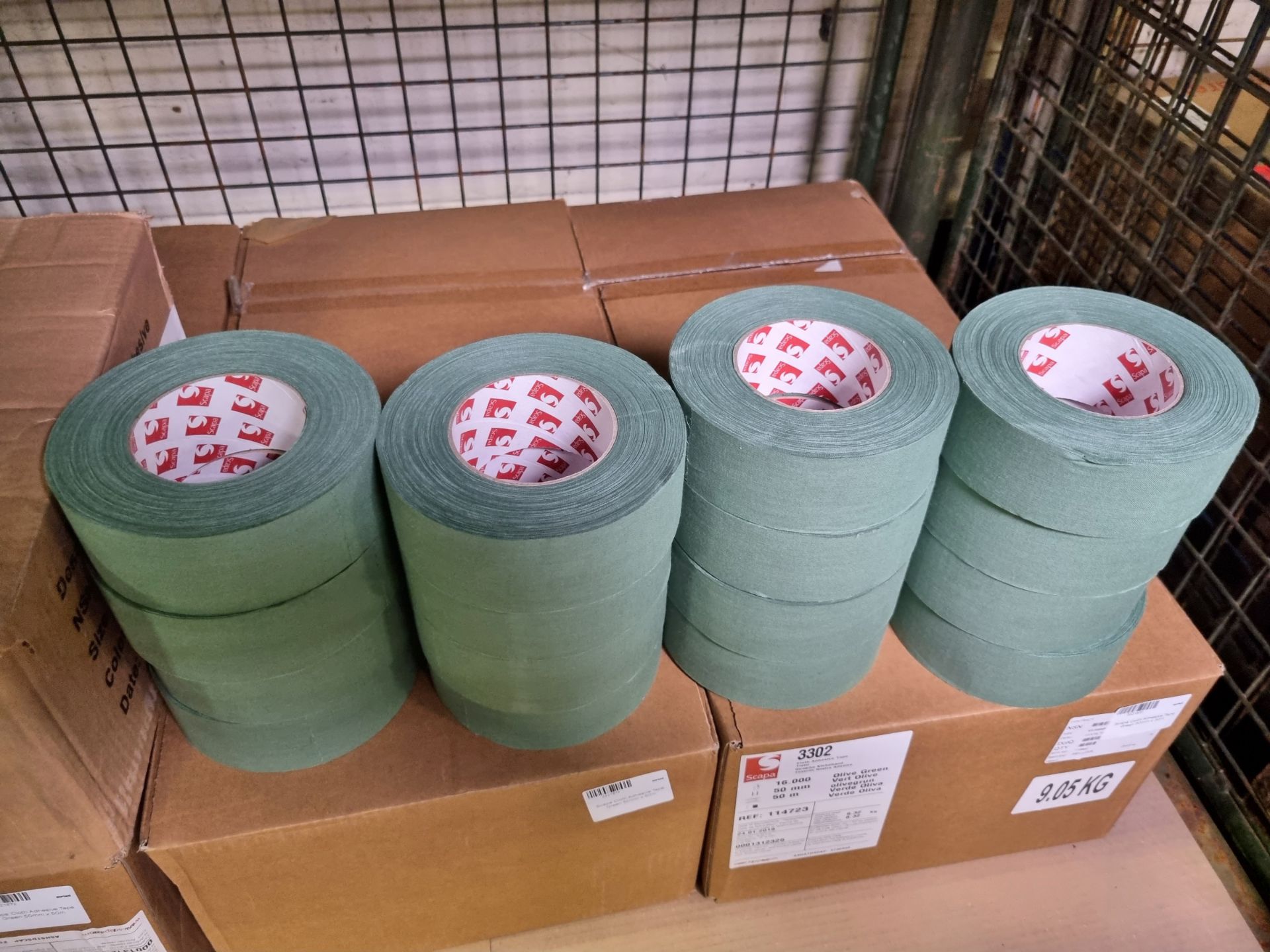 8x boxes of Scapa Cloth Adhesive Tape Green 50mm x 50m - 16 per box (16 rolls have no box) - Bild 3 aus 5