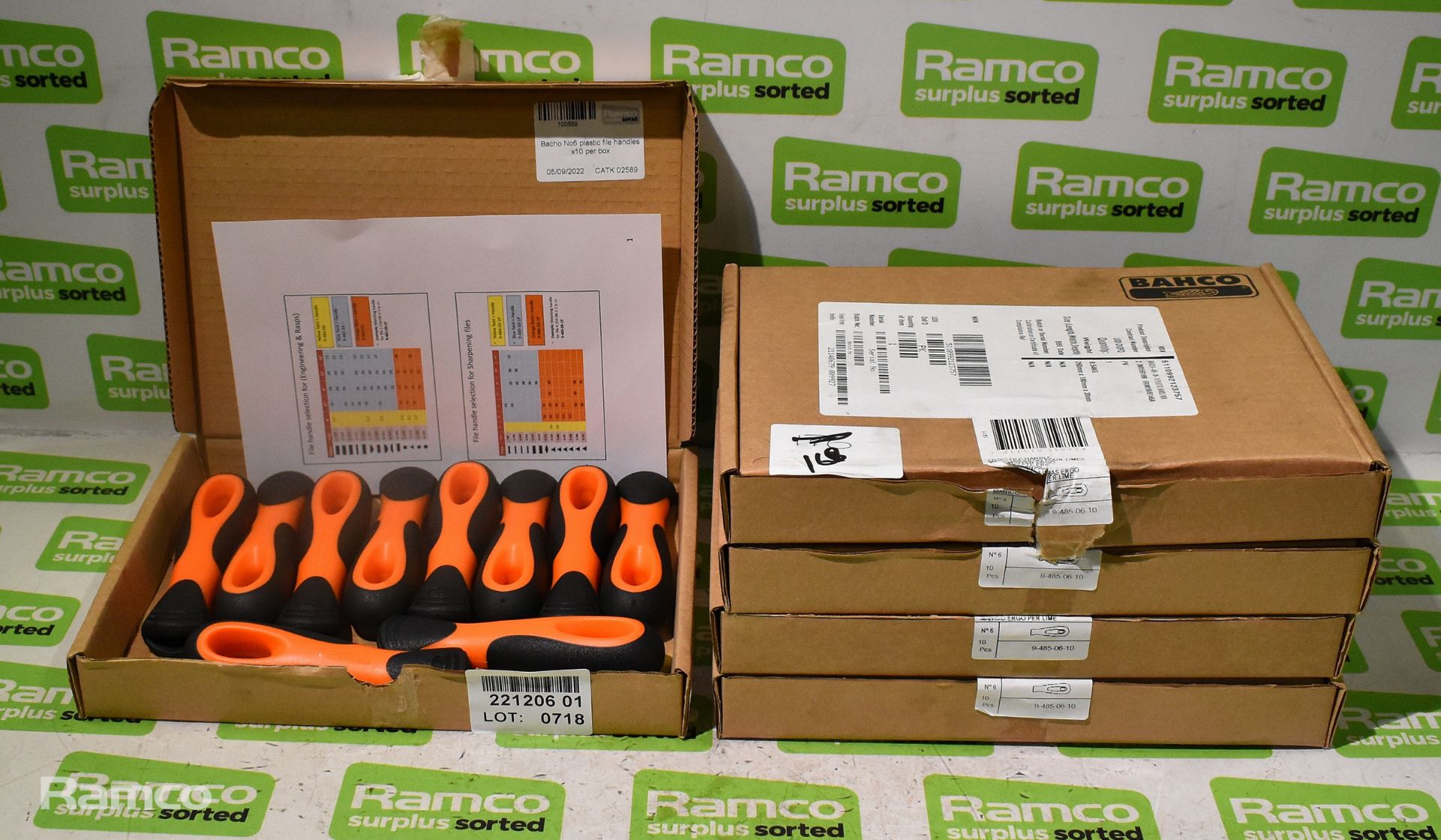 5x boxes of Bacho No6 plastic file handles 10 per box