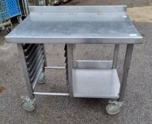 Stainless steel countertop trolley with racking and shelf - 66 x 100 x 95cm