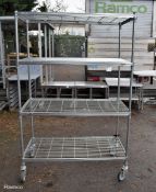 Mobile stainless steel racking with 4 shelves - 60 x 120 x 185cm
