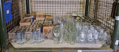 Glass jugs, milk bottles, shot glasses, sugar pots