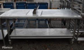 Mobile stainless steel worktop with full length shelf below