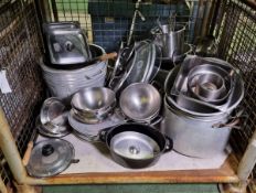 Catering equipment - pots, pans and lids of assorted types, shapes and sizes
