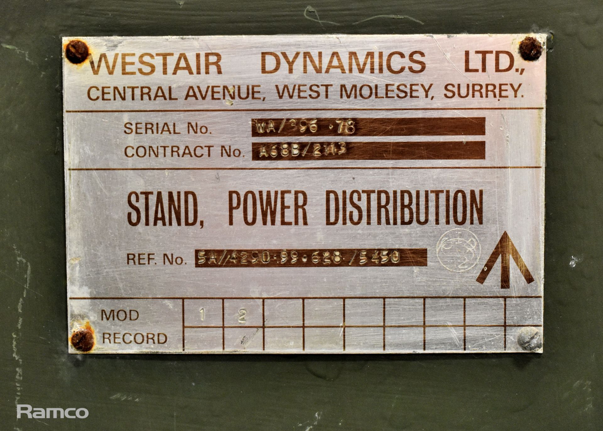 Westair Dynamics Ltd Type 87 MK 1 power distribution stand - Image 4 of 4