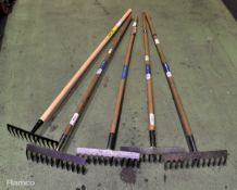 Carter's wooden handle garden rake, 3x Draper carbon steel garden rakes with ash handle