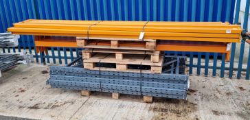 Pallet racking assembly - uprights, beams, wooden shelves