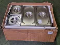 Buffalo S047 wet heat, electric bain marie with tap and pans - 2x 1/3 and 2x 1/6 with lids
