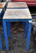 2x Small metal workshop/welding tables - dimensions: 50 x 50 x 80cm
