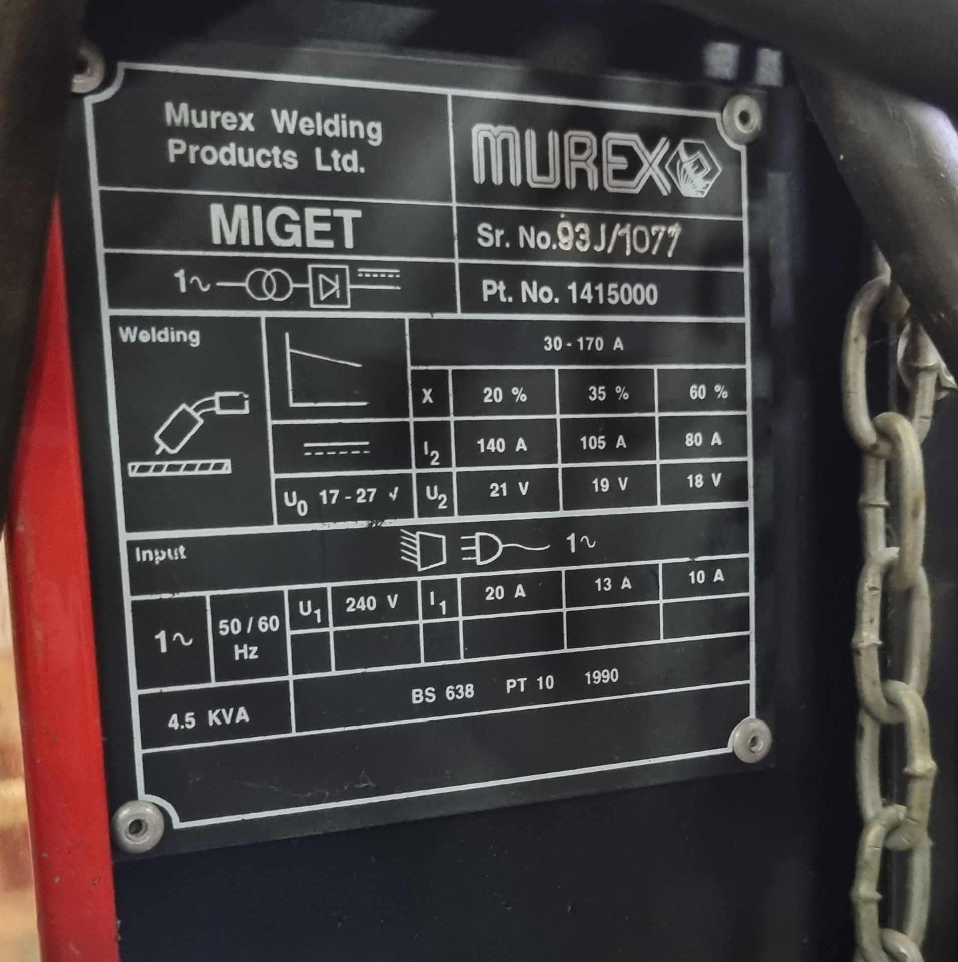 Murex Miget 240v MIG welder - Image 5 of 5