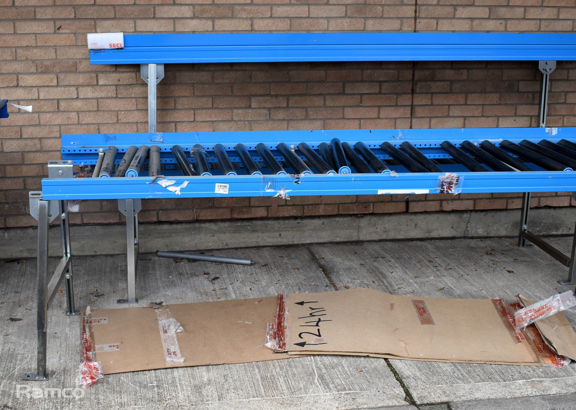 3x Metal roller conveyor belt section, 3m length - Image 7 of 7