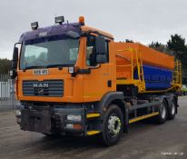 2008 (reg WX08 VPO) MAN TGM 26.330 6x4 with Schmidt Stratos 9m3 pre-wet gritter mount.