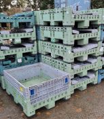 6x Collapsible plastic pallets - L120 x W100 x H59.5cm (H37.5cm when collapsed)