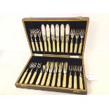 A Matthew Henderson, Dundee cutlery canteen with a set of twelve dinner knives and forks (canteen: