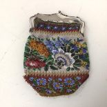 An Edwardian beadwork purse with Birmingham silver clasp (21cm x 14cm)