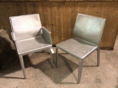 Two Cattelan Italia silvered leather crocodile effect side chairs (84cm x 50cm x 44cm)