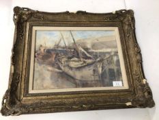 Robert Purvis Flint (1883-1947), Trawlers, Leith, watercolour, signed bottom left (26cm x 36cm)