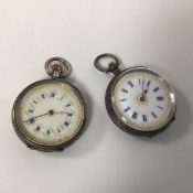 Two Edwardian pocket watches, both marked 935 to interior, both with enamelled dials and roman