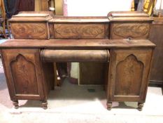 A Scottish Aberdeenshire 19thc stage sideboard, the centre back with lift up centre panel door