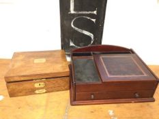 A late 19thc/early 20thc campaign style box, with hinged lid above a single drawer, with a small