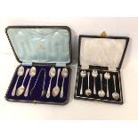 A set of six 1930s Birmingham silver coffee spoons in original box and a set of six Edwardian