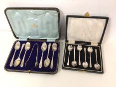 A set of six 1930s Birmingham silver coffee spoons in original box and a set of six Edwardian