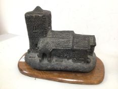 A composition model of a Church, on wooden base (24cm x 36cm x 21cm)