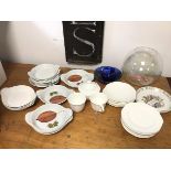 A mixed lot including six Royal Worcester serving dishes, all with leaf and nut decoration (19cm x