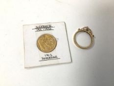 A 1912 gold sovereign and a 9ct gold pendant mount (mount: 1.25g)
