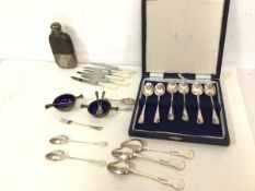 A set of three 1863 Glasgow silver spoons and two other 19thc Glasgow spoons (combined: 70g), a