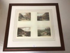 A set of four 19thc. coloured prints, including Partridges, Grouse and a Hare, framed (57cm x 64cm)