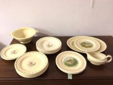 A set of six 1930s/40s Newhall pattern 1214 plates (23cm), six bowls, three side plates, tureen (