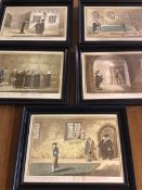 A group of five 19thc prints, The Rake's Progress at University, I-V (each: 25cm x 37cm)