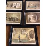 A group of five 19thc prints, The Rake's Progress at University, I-V (each: 25cm x 37cm)