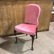 A first half of 20thc. George III reproduction side chair with raspberry upholstery and cabriole