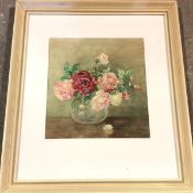 Agnes Raeburn, Still Life with Roses, watercolour, signed bottom right (34cm x 31cm)