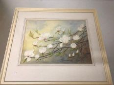 Elsie H. Martin, Tree with White Blossoms, watercolour, signed bottom right (38cm x 50cm)