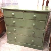 A Victorian pine chest of drawers fitted two short drawers above three graduated long drawers, on