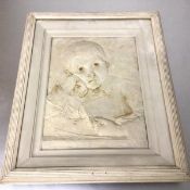 W. Somerville Shanks, Kept In, plaster relief, signed top right, paper labels verso (39cm x 29cm)