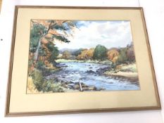Jackson Simpson, Scottish (1893-1963), River Landscape, watercolour, signed bottom left (31cm x