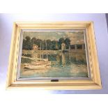 After Claude Monet, The Bridge at Argentuil, canvas print, red L within circle bottom right,