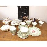 An assortment of china including a part 1930s tea set with four teacups (each: 7cm), four saucers,