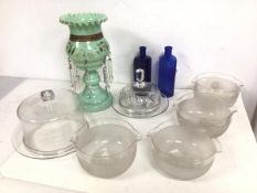 A set of four wine glass rinsers with opaque glass bodies (8cm x 16cm x 13cm), two lidded glass