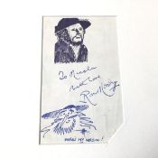 Ron Moody (1924-2015), Fagon Doodle and Autograph, ink on paper, unframed (15cm x 9cm)