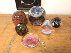 A group of glass paperweights and ornaments including Caithness, Strathearn, Selkirk, a Maltese
