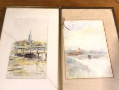 D. Warry, Rye, watercolour, signed bottom left (35cm x 26cm), with another by the same hand,
