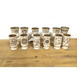 A set of twelve Orkney Porcelain stoneware glasses including six sherry glasses and six whisky