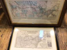 Railway interest: two decorative re prints of 19thc American Railway maps, the New and Correct Map