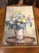 M.E.H. Halifax, Still Life with Flowers, watercolour, initialled bottom right (65cm x 54cm)