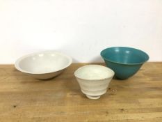 Suleyman Saba, a Studio Pottery porcelain bowl with sunburst to well (7cm x 23cm), Gary Wood, a